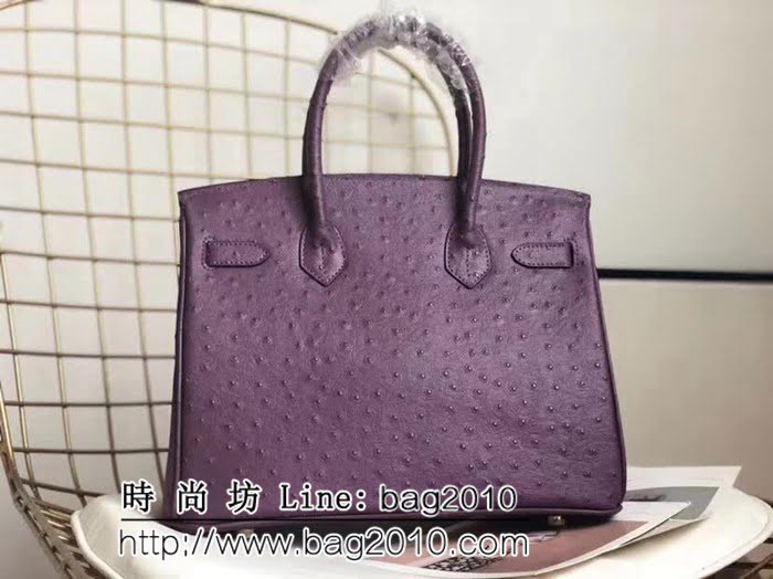 愛馬仕Hermes原版牛皮鴕鳥紋 Birkin 鉑金包 時尚手提包 0AM1020